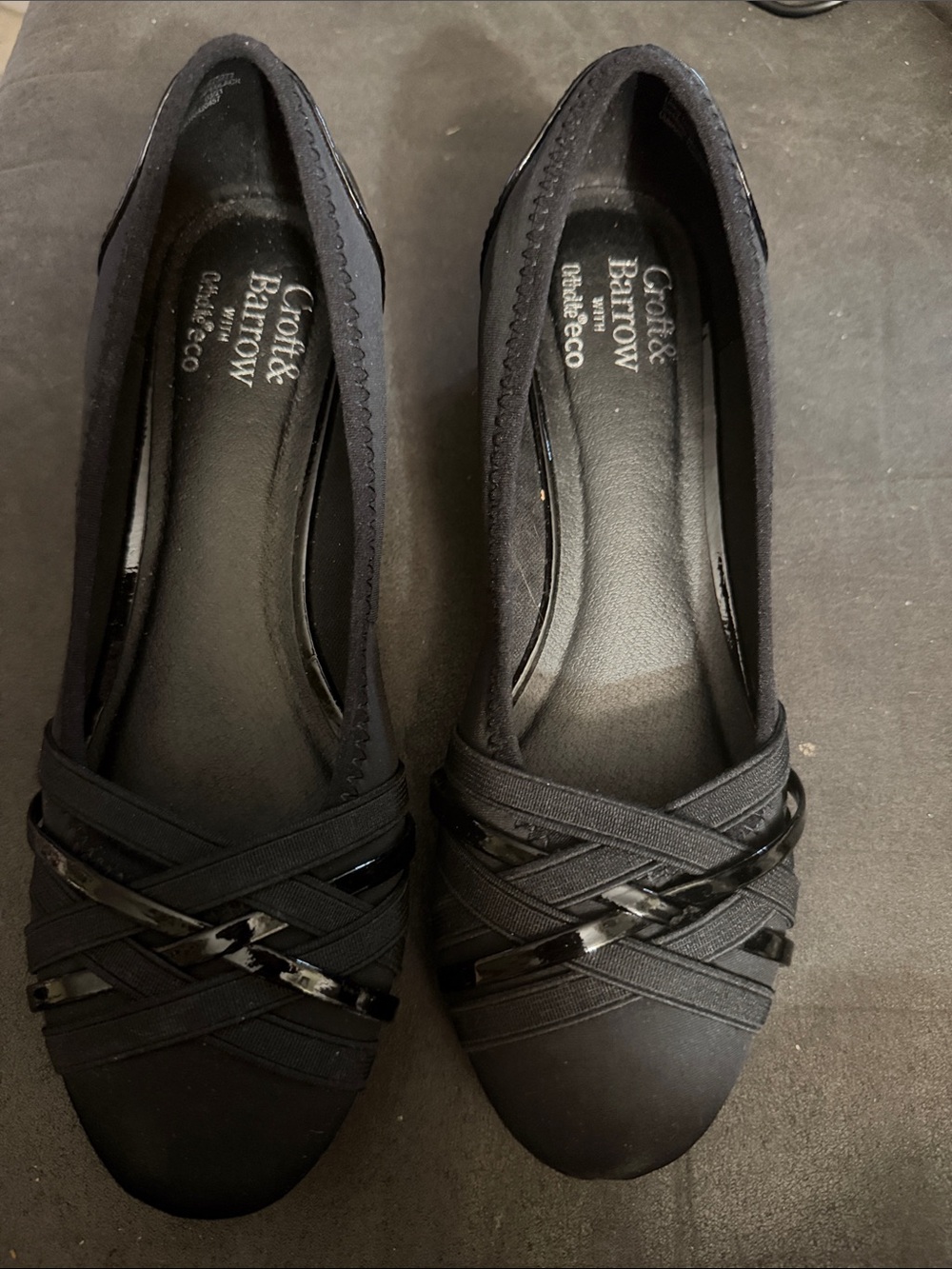 croft & barrow Black Women's Slip-On Ballet Flats with Crisscross Detail